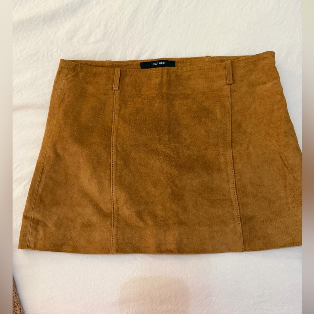 Zara Tan Suede Leather Mini Skirt XS